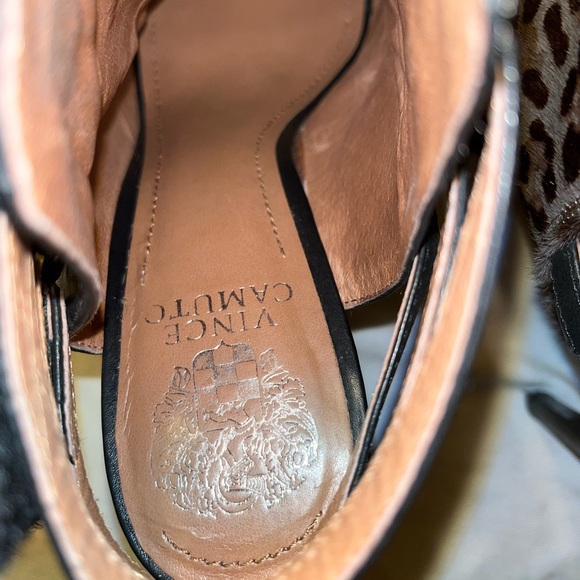 Vince Camuto Grayish Leopard Cow Hair Open Toe Booties Heeled Sandal - flaw - Picture 5 of 10